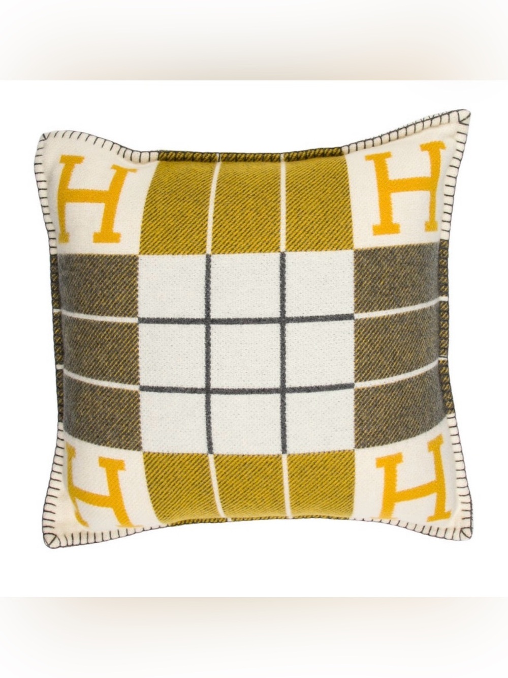 Two Hermes Avalon III Throw Pillow yellow grey